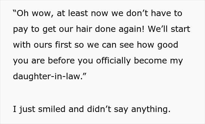 MIL Acts Like Future DIL Is Her Personal Hairstylist, Refuses To Believe She Won’t Work For Free