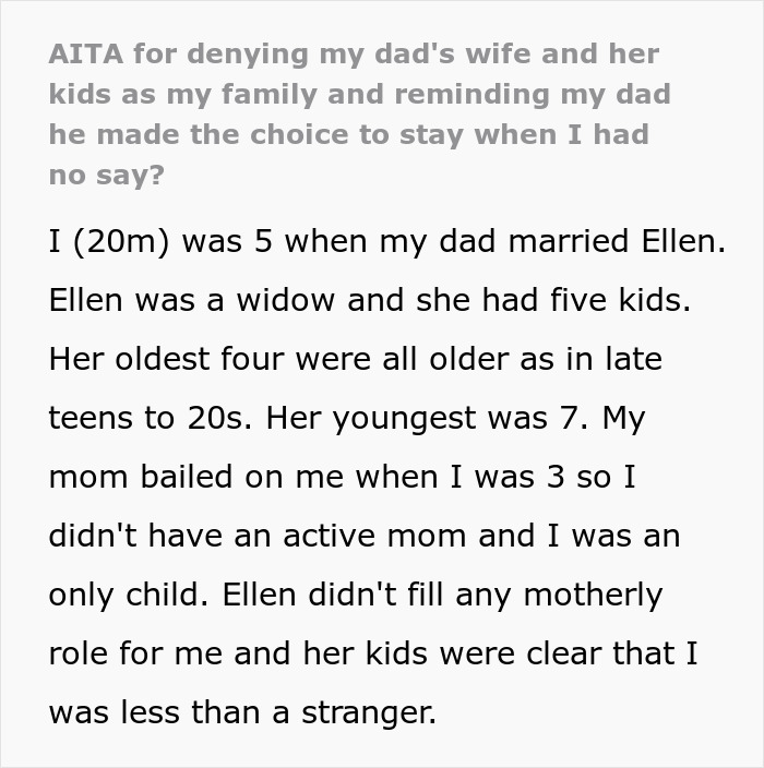 20YO Spends Childhood Being Excluded By Dad’s New Wife’s Kids, Years Later Refuses To Reunite