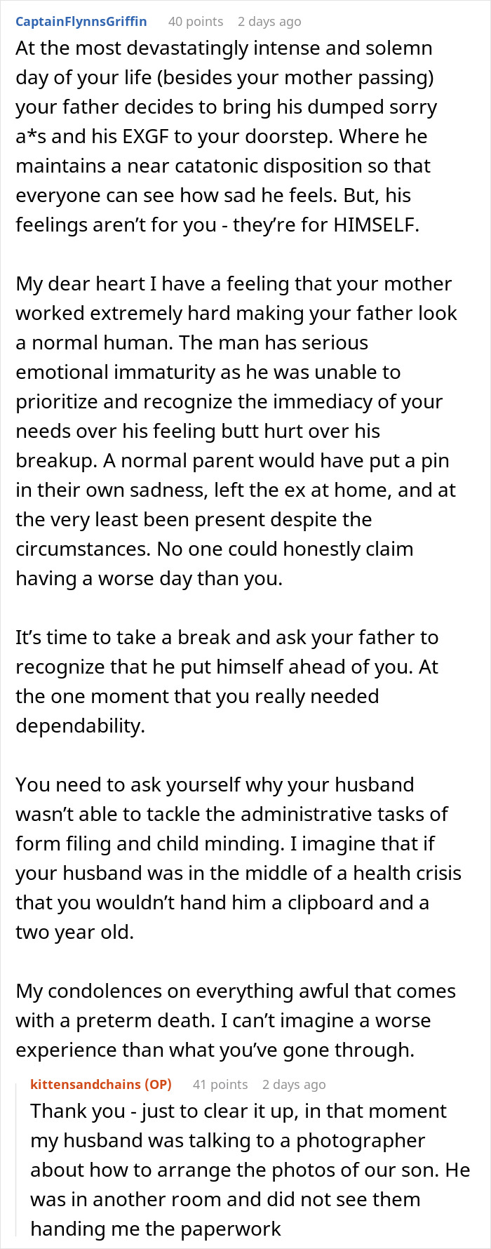 Woman Appalled By Dad’s Reaction To Her Giving Birth To His Dead Grandchild