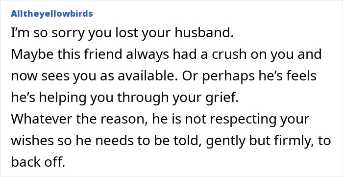 Widow Dealing With Hubby&#8217;s Loss Asks Friend To Give Her Space, He Just Bombards Her With Texts