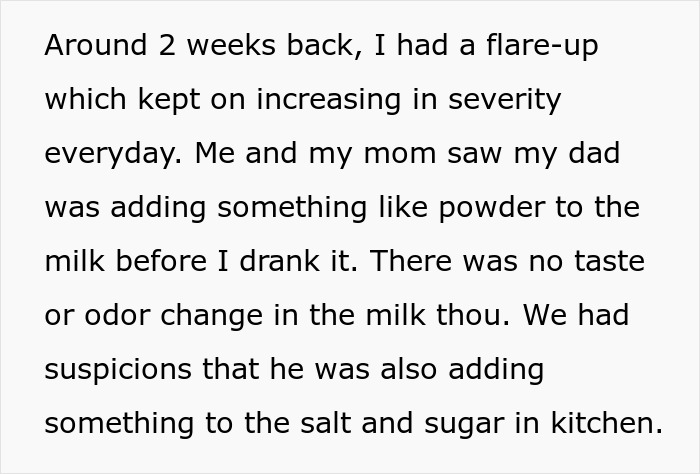 Man Gets Blood Tests Done, Confirms His Suspicions That Dad Is Messing With His Food