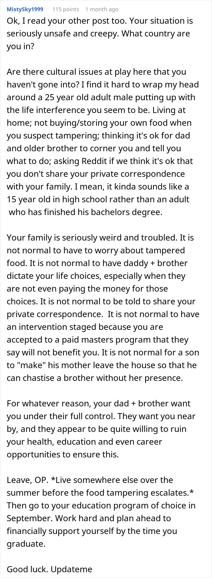 Man Gets Blood Tests Done, Confirms His Suspicions That Dad Is Messing With His Food