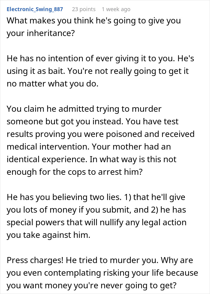 Man Gets Blood Tests Done, Confirms His Suspicions That Dad Is Messing With His Food