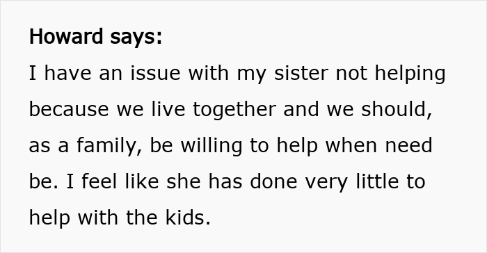 &#8220;AITA? Brother Upset I Am Not Taking On Childcare Duties When We Live Together&#8221;