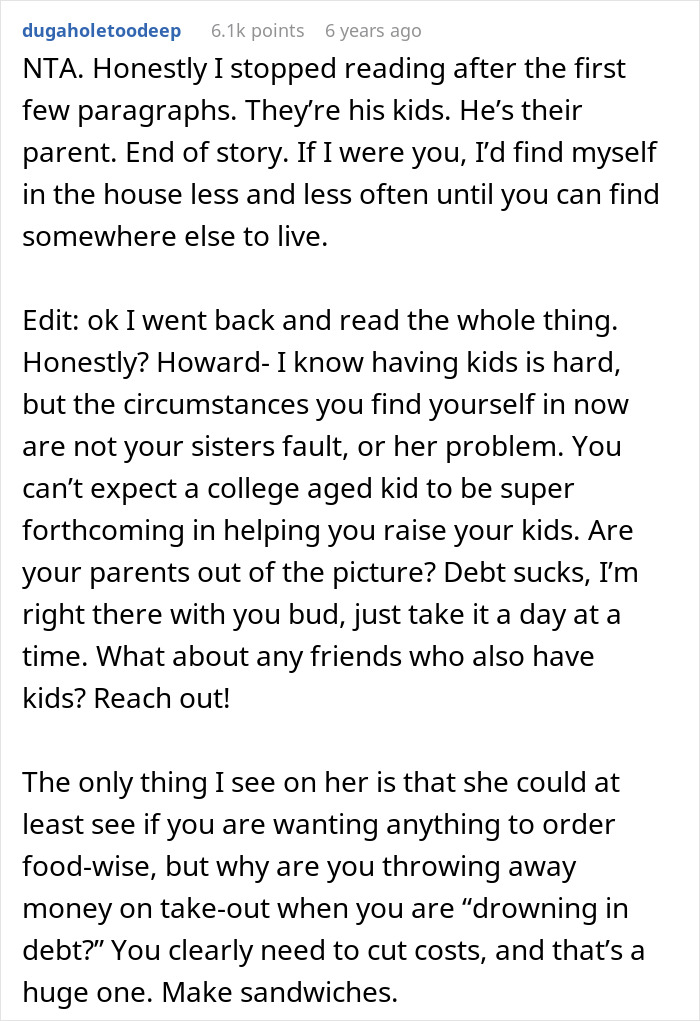 &#8220;AITA? Brother Upset I Am Not Taking On Childcare Duties When We Live Together&#8221;
