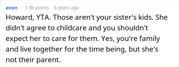 &#8220;AITA? Brother Upset I Am Not Taking On Childcare Duties When We Live Together&#8221;