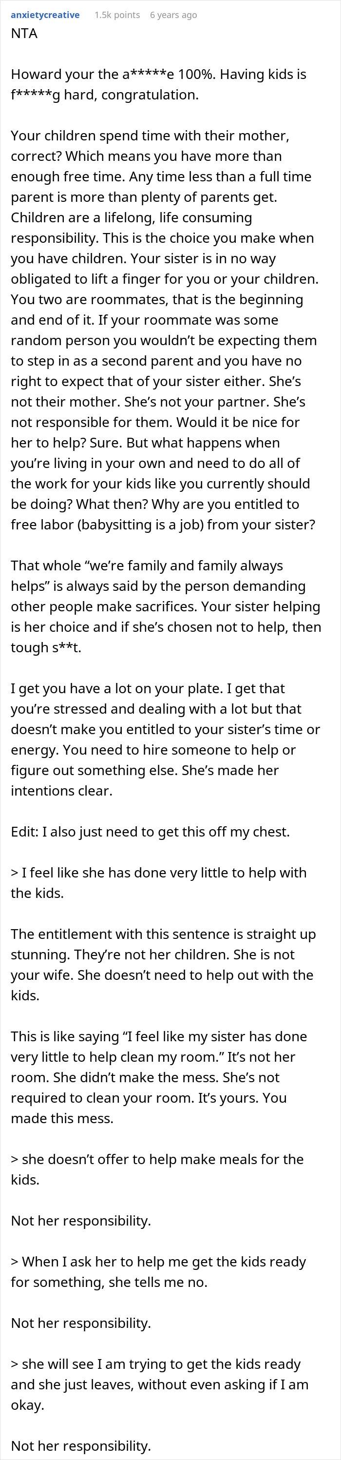 &#8220;AITA? Brother Upset I Am Not Taking On Childcare Duties When We Live Together&#8221;