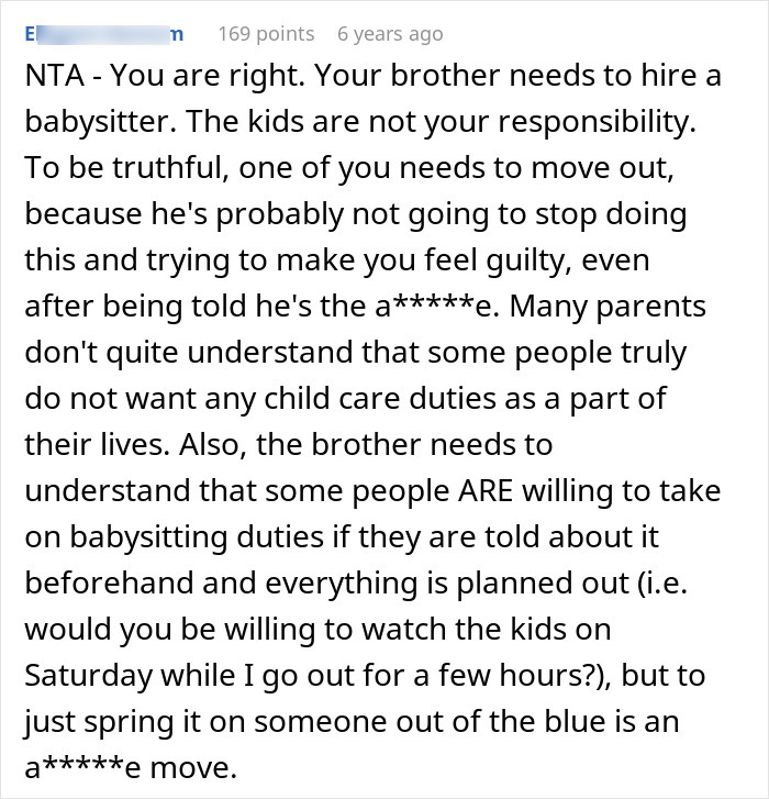 &#8220;AITA? Brother Upset I Am Not Taking On Childcare Duties When We Live Together&#8221;