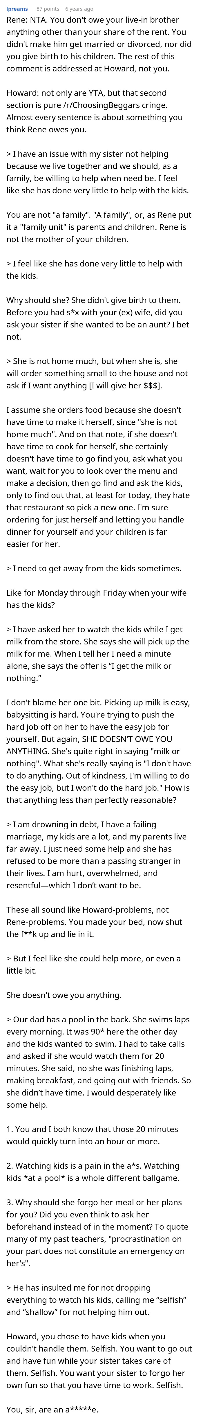 &#8220;AITA? Brother Upset I Am Not Taking On Childcare Duties When We Live Together&#8221;