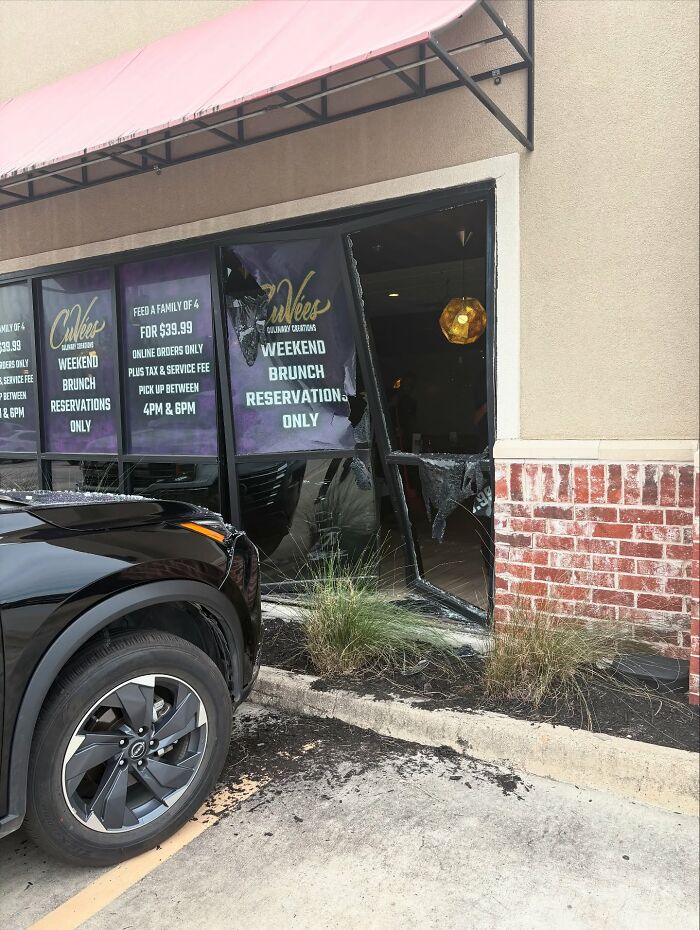 Terrifying Footage Shows SUV Crashing Into Couple Eating Inside A Restaurant