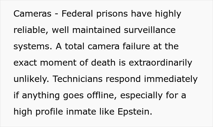 Man Is Convinced They’re Lying About Epstein’s Death Based On His Experience As A Prison Officer