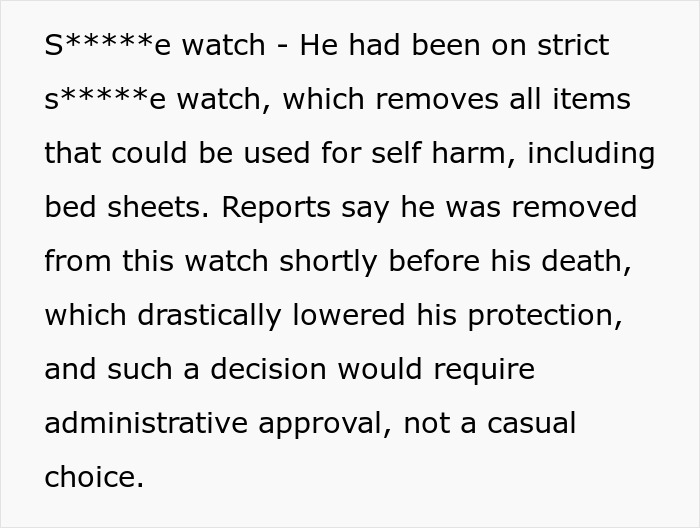 Man Is Convinced They’re Lying About Epstein’s Death Based On His Experience As A Prison Officer