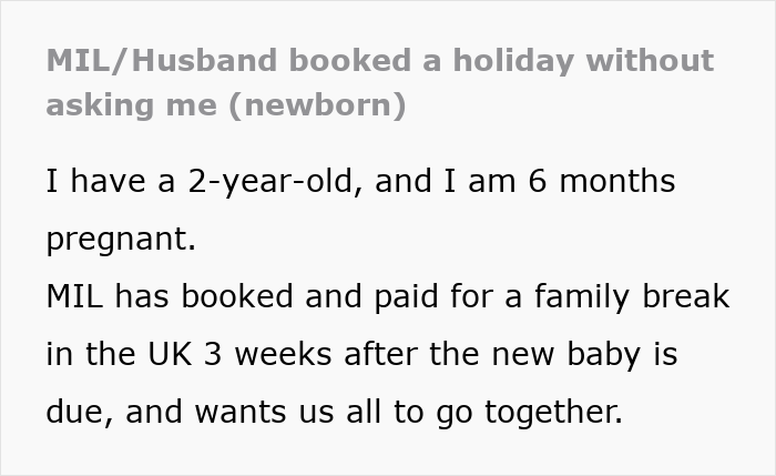 Guy Tells Pregnant Wife “I’ll Just Go With The 2-Year-Old” After She Refuses Postpartum Trip