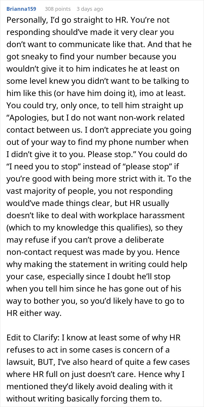 Woman Ghosts Creepy Colleague Who Won&#8217;t Stop Texting Her, He Just Doubles Down, She’s Horrified