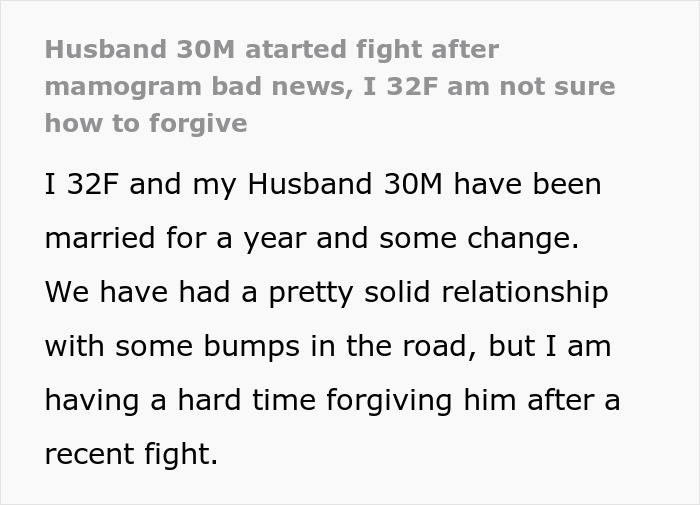 Wife Told She Needs Surgery After Mammogram, Shocked When Hubby Mocks Her For Her Pronunciation