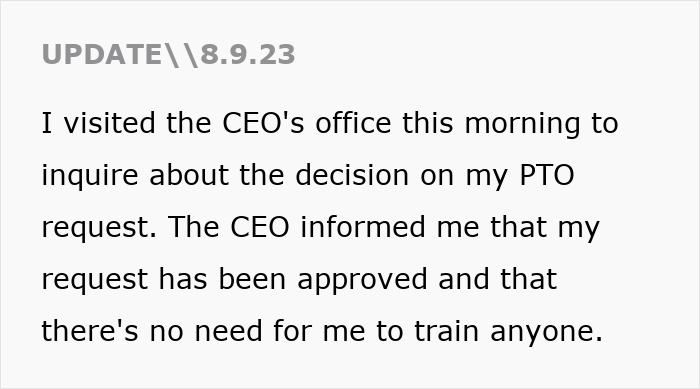 Boss Refuses To Approve PTO Unless IT Manager Trains Him, Gets A Resignation Letter Instead