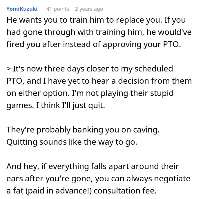 Boss Refuses To Approve PTO Unless IT Manager Trains Him, Gets A Resignation Letter Instead