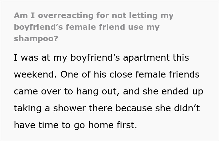 BF Feels Embarrassed And Annoyed After GF Refuses To Let His Female Friend Use Her Expensive Shampoo
