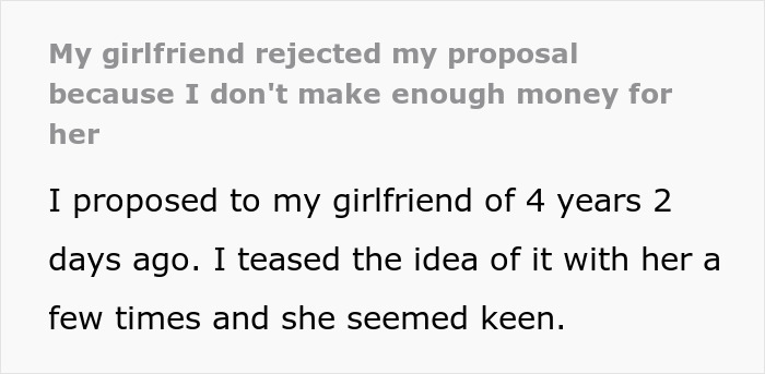 Man’s Dream Proposal Ends In Heartbreak As GF Says She Wants Rich Husband, Not Hardworking Partner