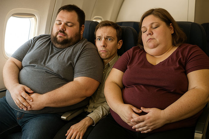 Obese Woman Tries To Force Passenger To Raise Their Armrest, Flight Attendant Has To Get Involved