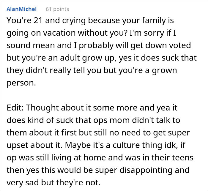 &#8220;I Cried So Much I Had Cramps&#8221;: Woman Freaks Over Family Vacation, People Tell Her To Grow Up