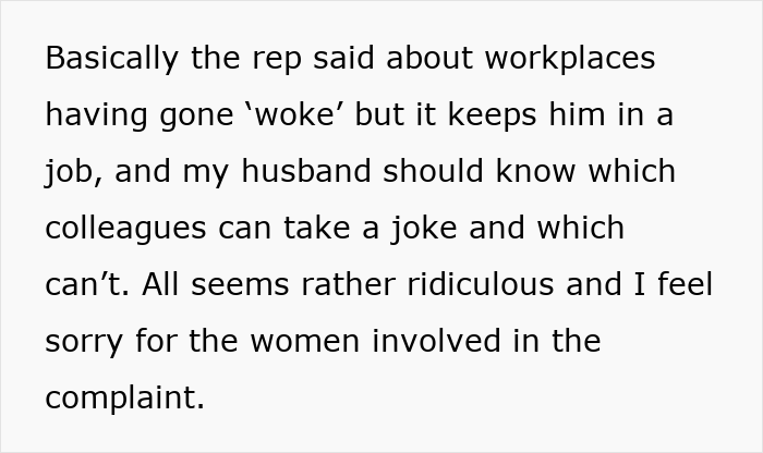 Husband Gets Final Warning For Sexual Comments At Work, Wife Questions Everything