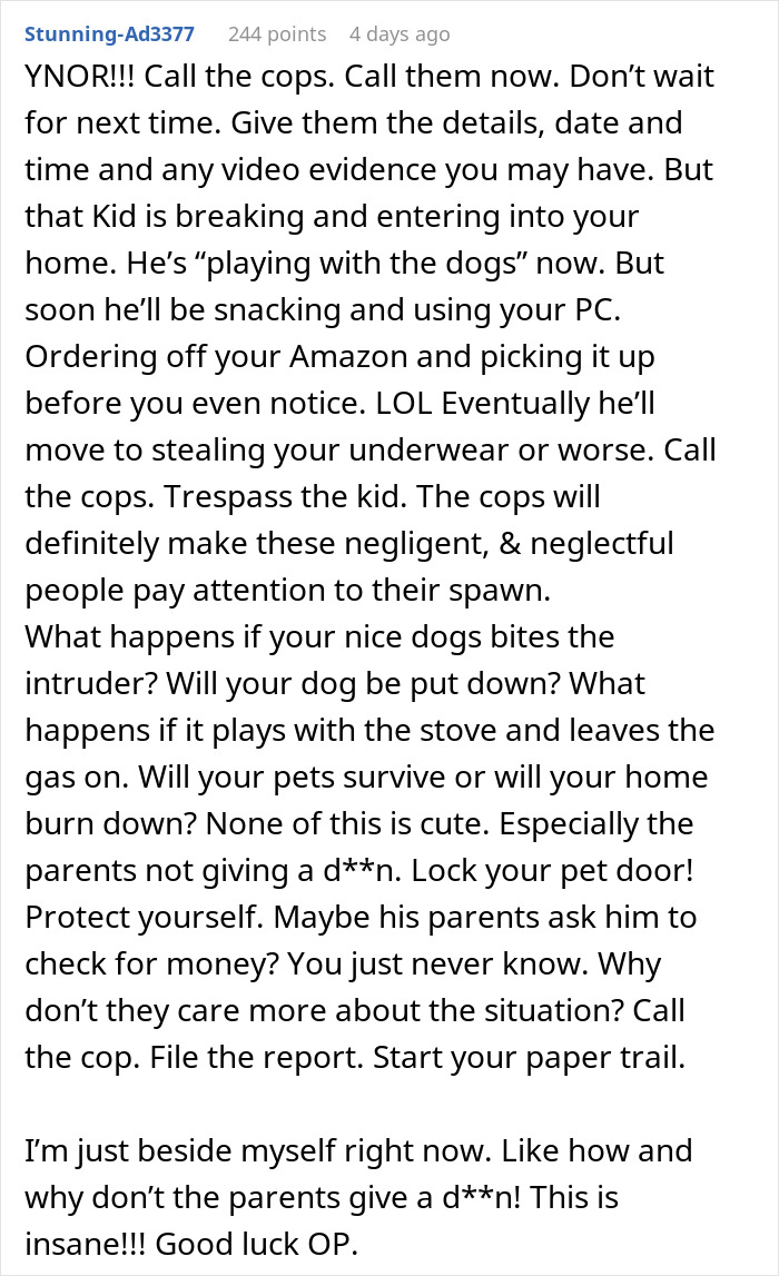 Kid Wants To Play With Neighbor’s Dogs So Much He Crawls Through The Dog Door, The Owner Is Horrified