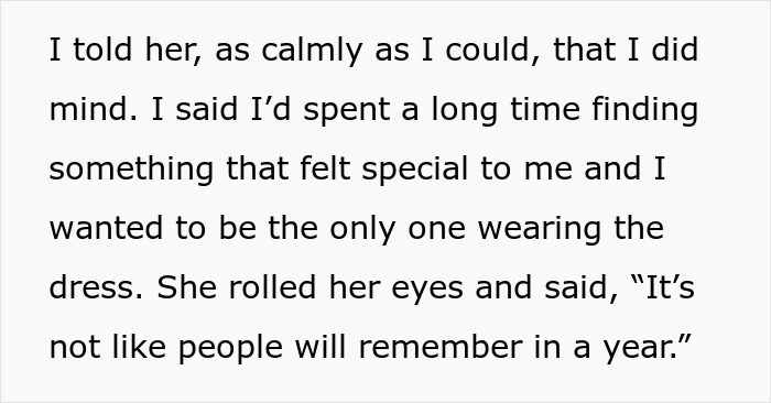 &#8220;AITA For Telling My Brother&#8217;s Fiancée She Can&#8217;t Wear A Dress That Looks Just Like Mine?&#8221;