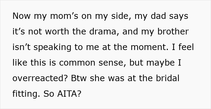&#8220;AITA For Telling My Brother&#8217;s Fiancée She Can&#8217;t Wear A Dress That Looks Just Like Mine?&#8221;