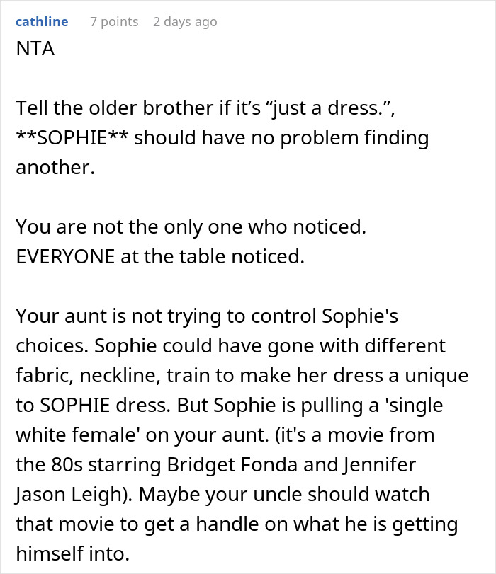 &#8220;AITA For Telling My Brother&#8217;s Fiancée She Can&#8217;t Wear A Dress That Looks Just Like Mine?&#8221;