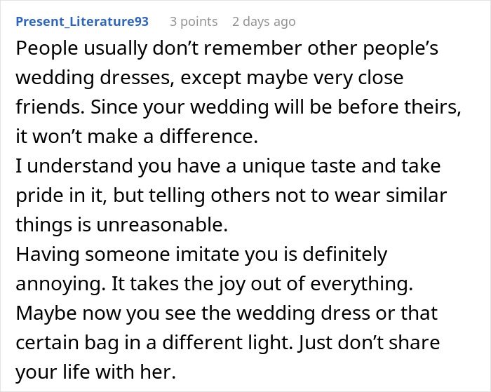 &#8220;AITA For Telling My Brother&#8217;s Fiancée She Can&#8217;t Wear A Dress That Looks Just Like Mine?&#8221;