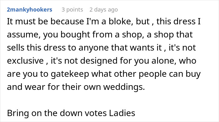 &#8220;AITA For Telling My Brother&#8217;s Fiancée She Can&#8217;t Wear A Dress That Looks Just Like Mine?&#8221;