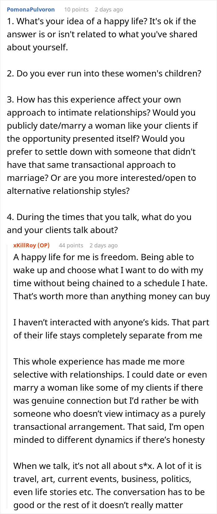 Paid Companion Does An Ask Me Anything, Answers All Kinds Of Spicy Questions