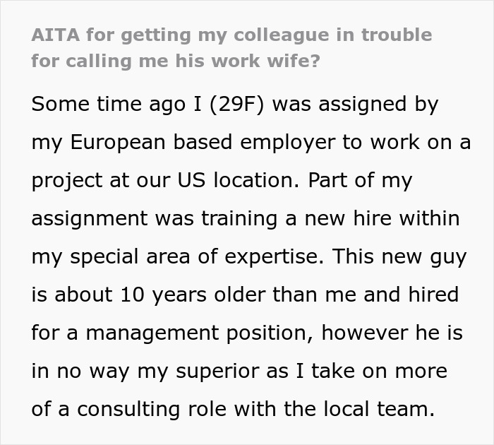 Lady Asks If She Overreacted Due To Cultural Differences By Reporting Guy Who Called Her Work Wife