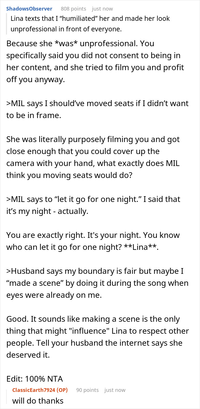 Self-Proclaimed Influencer Tries Filming SIL At B-Day Dinner, Flips Out When She Blocks Her Camera