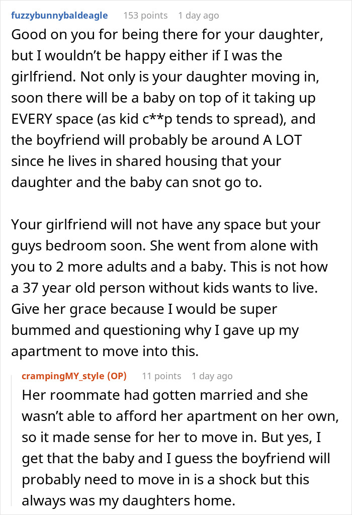 GF Lays Down Ultimatum After Caring Dad Lets Pregnant Daughter Move Back Home