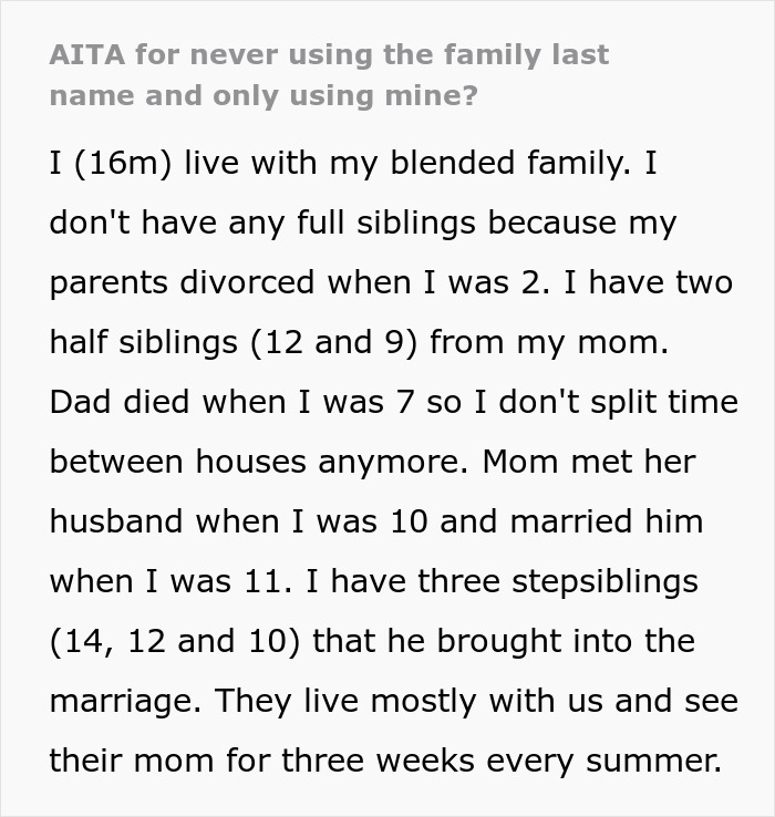 A Young Man Wanted To Keep His Late Father’s Surname, Even When His Mom Told Him To Change It