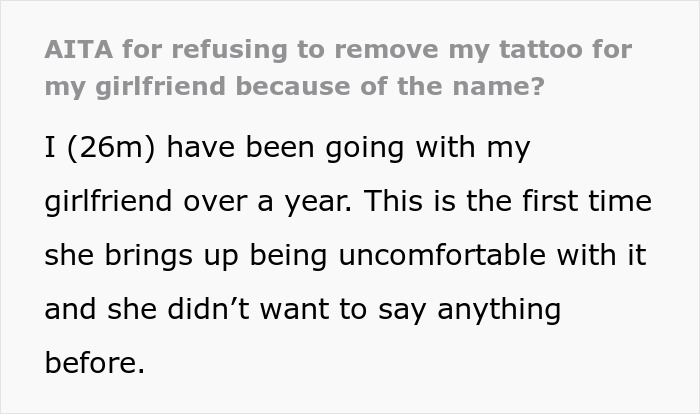 Girlfriend Asks Boyfriend To Remove Tattoo Of His Dead Child Because Of The Name