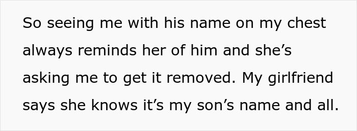 Girlfriend Asks Boyfriend To Remove Tattoo Of His Dead Child Because Of The Name