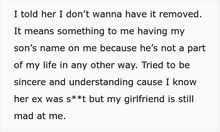 Girlfriend Asks Boyfriend To Remove Tattoo Of His Dead Child Because Of The Name