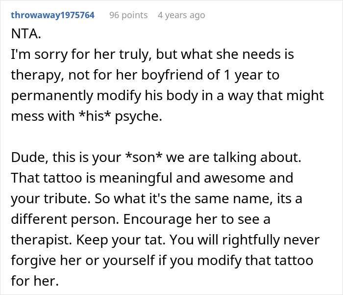 Girlfriend Asks Boyfriend To Remove Tattoo Of His Dead Child Because Of The Name