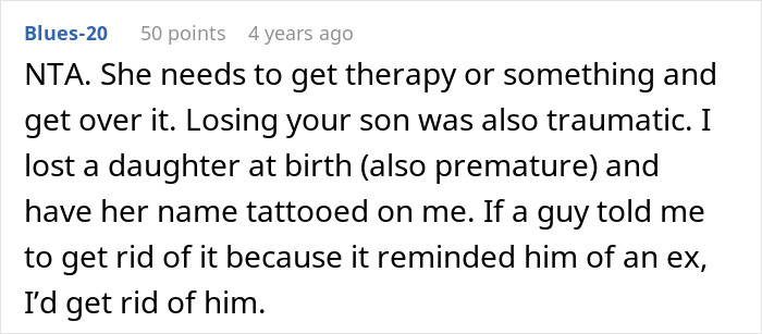 Girlfriend Asks Boyfriend To Remove Tattoo Of His Dead Child Because Of The Name