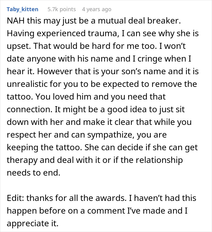 Girlfriend Asks Boyfriend To Remove Tattoo Of His Dead Child Because Of The Name