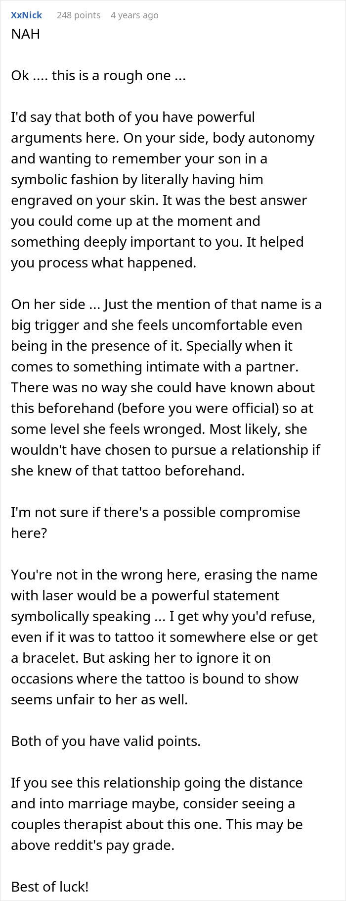 Girlfriend Asks Boyfriend To Remove Tattoo Of His Dead Child Because Of The Name