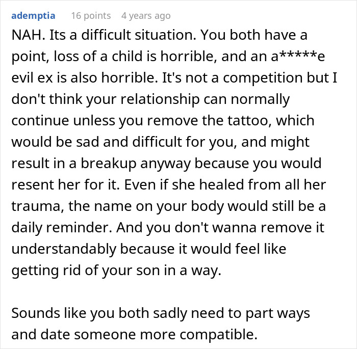 Girlfriend Asks Boyfriend To Remove Tattoo Of His Dead Child Because Of The Name