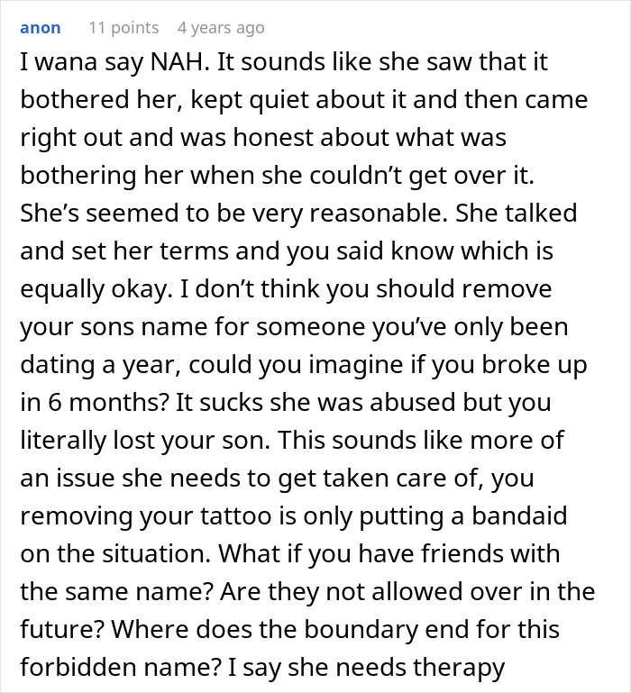 Girlfriend Asks Boyfriend To Remove Tattoo Of His Dead Child Because Of The Name