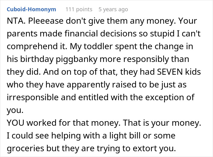 Woman Refuses To Hand Over Her Entire Savings After Parents Claim It’s “Rightfully Theirs”