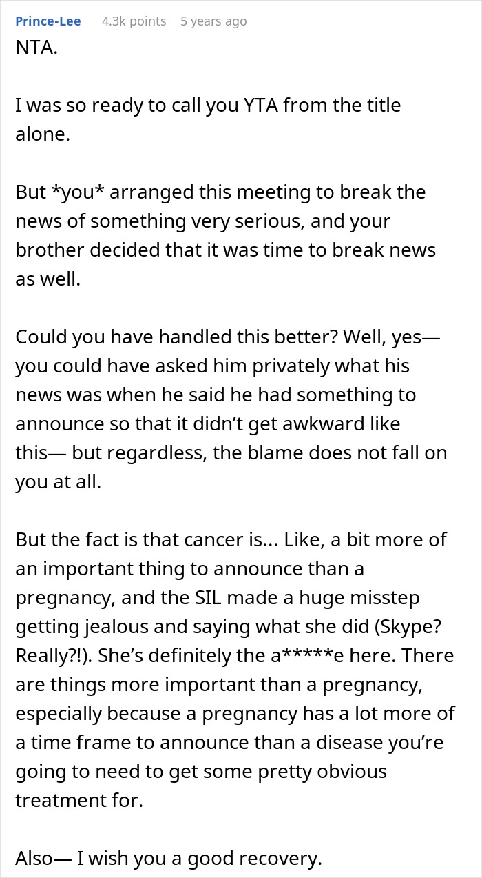 Woman Needs Support From Family After Devastating News, Gets Drama Instead After SIL Feels Outshined