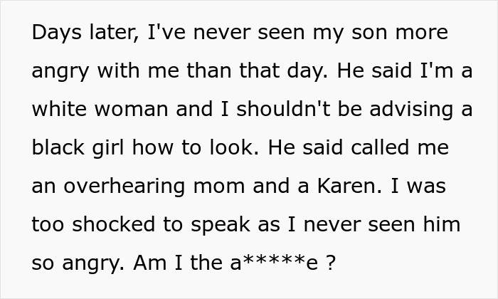 Mom Tells Son’s Black Girlfriend She Doesn’t Need To Change Her Hair For Him, Son Explodes
