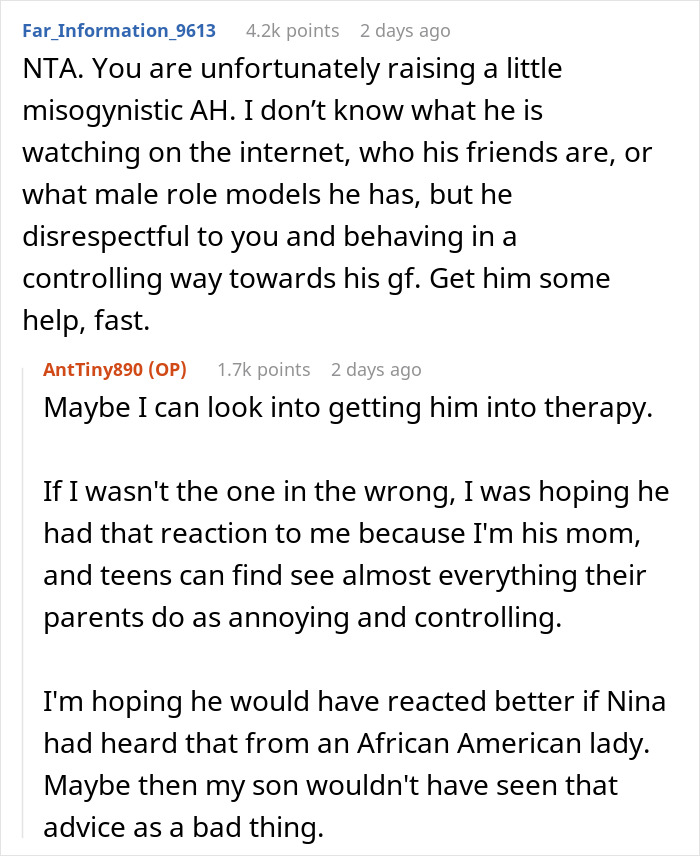 Mom Tells Son’s Black Girlfriend She Doesn’t Need To Change Her Hair For Him, Son Explodes